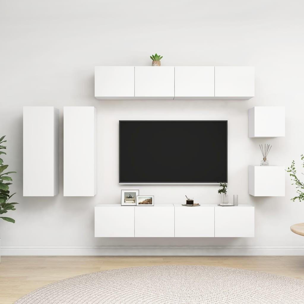 Tv-skabe 8 dele spånplade hvid
