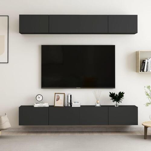 Tv-skabe 4 stk. 100x30x30 cm konstrueret træ sort