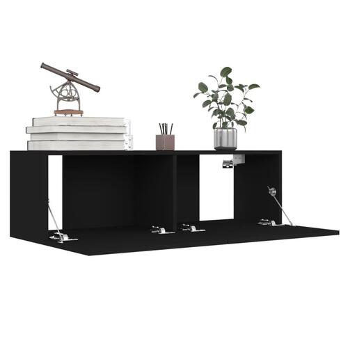 Tv-skabe 4 stk. 100x30x30 cm konstrueret træ sort