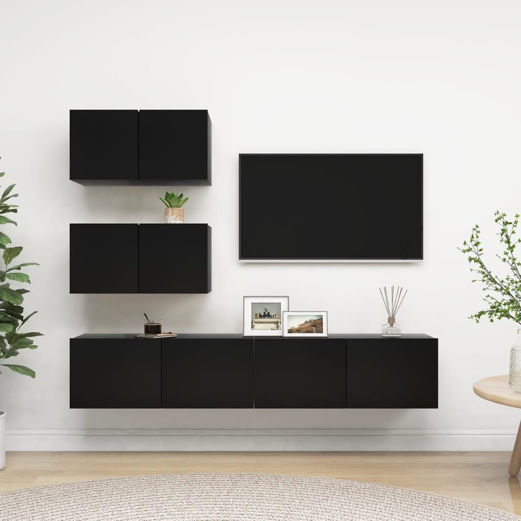 Tv-skabe 4 dele spånplade sort