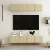 Tv-skabssæt 4 stk. 60x30x30 cm konstrueret træ sonoma-eg