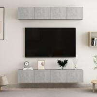 Tv-skabe 4 stk. 80x30x30 cm spånplade betongrå