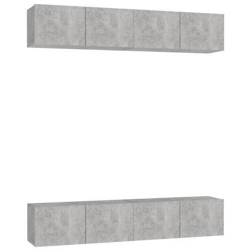 Tv-skabe 4 stk. 80x30x30 cm konstrueret træ betongrå