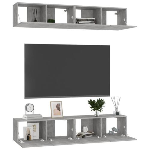 Tv-skabe 4 stk. 80x30x30 cm konstrueret træ betongrå