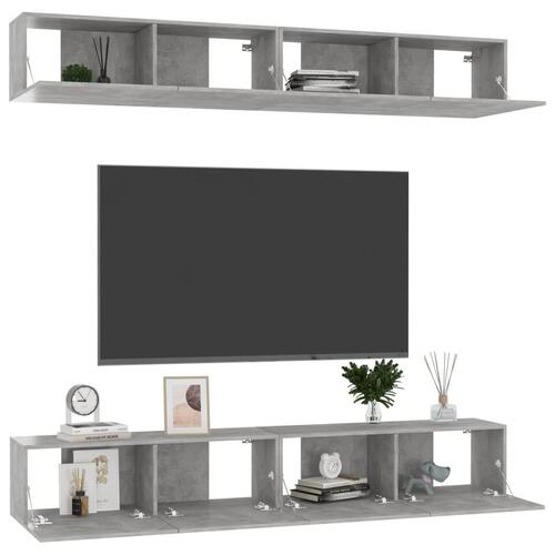Tv-skabe 4 stk. 100x30x30 cm konstrueret træ betongrå
