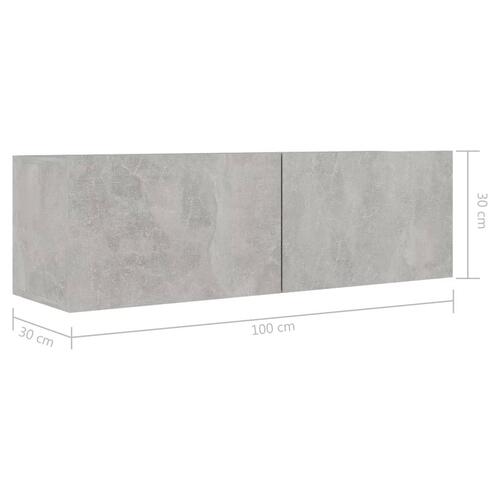 Tv-skabe 4 stk. 100x30x30 cm konstrueret træ betongrå