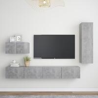 Tv-møbel 4 dele konstrueret træ betongrå