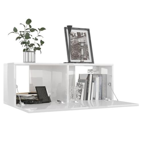 Tv-skabssæt 4 stk. 80x30x30 cm konstrueret træ hvid højglans