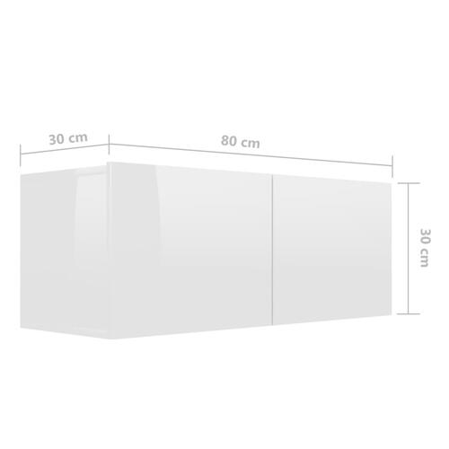Tv-skabssæt 4 stk. 80x30x30 cm konstrueret træ hvid højglans