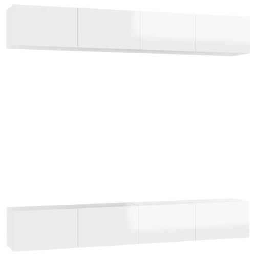 Tv-skabssæt 4 stk. 100x30x30 cm konstrueret træ hvid højglans