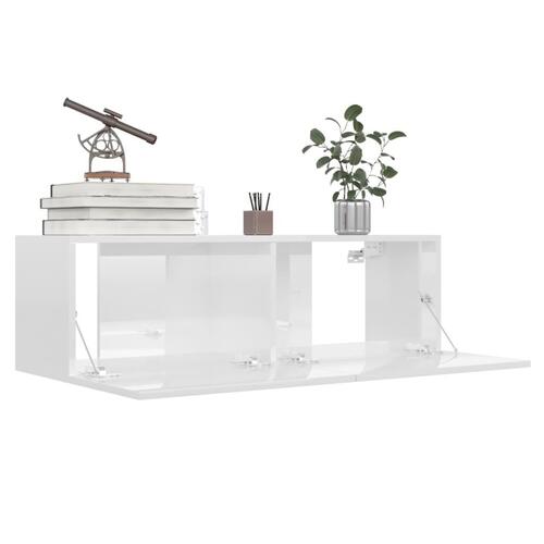Tv-skabssæt 4 stk. 100x30x30 cm konstrueret træ hvid højglans