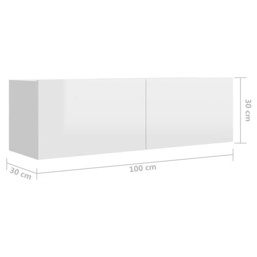 Tv-skabssæt 4 stk. 100x30x30 cm konstrueret træ hvid højglans