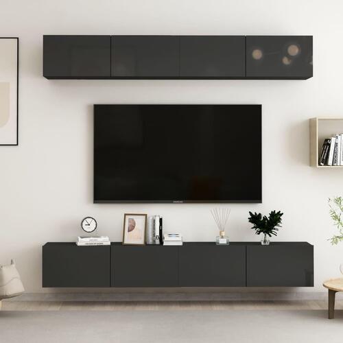 Tv-skabe 4 stk. 100x30x30 cm spånplade sort højglans