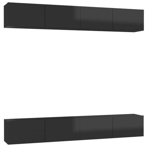 Tv-skabe 4 stk. 100x30x30 cm spånplade sort højglans