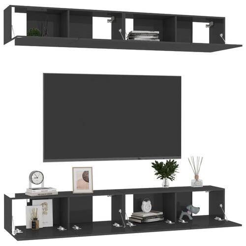Tv-skabe 4 stk. 100x30x30 cm spånplade sort højglans