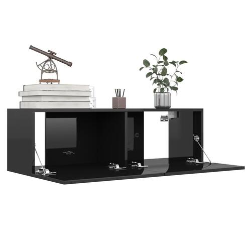 Tv-skabe 4 stk. 100x30x30 cm spånplade sort højglans