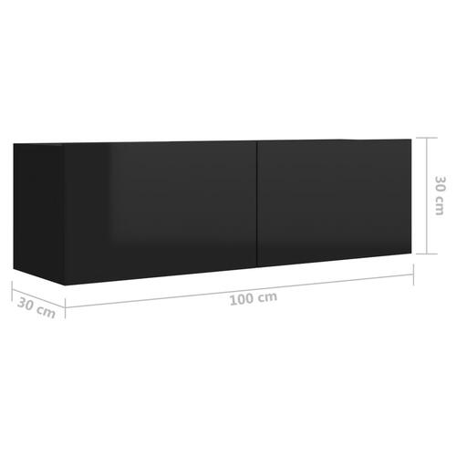 Tv-skabe 4 stk. 100x30x30 cm spånplade sort højglans