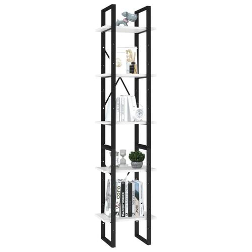 Bogreol 5 hylder 40x30x175 cm konstrueret træ hvid