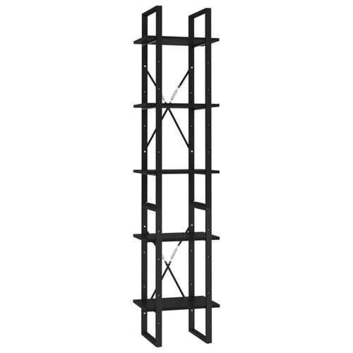 Bogreol 5 hylder 40x30x175 cm konstrueret træ sort