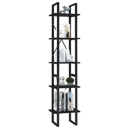 Bogreol 5 hylder 40x30x175 cm konstrueret træ sort