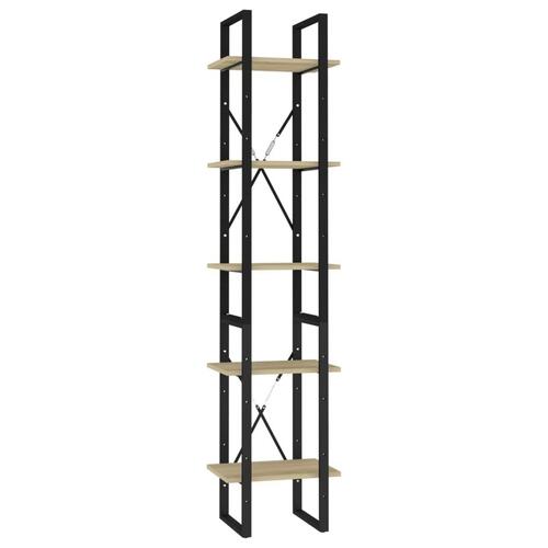 Bogreol 5 hylder 40x30x175 cm konstrueret træ sonoma-eg