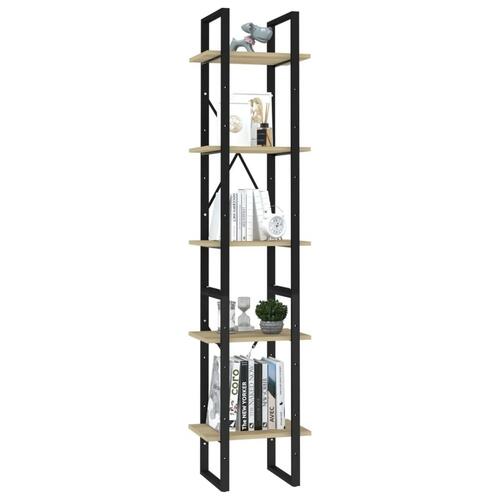 Bogreol 5 hylder 40x30x175 cm konstrueret træ sonoma-eg