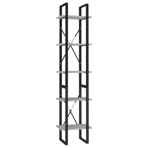 Bogreol 5 hylder 40x30x175 cm konstrueret træ betongrå