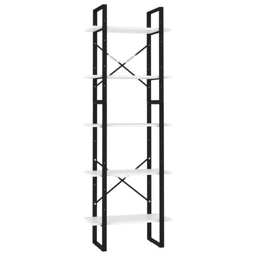 Bogreol med 5 hylder 60x30x175 cm konstrueret træ hvid