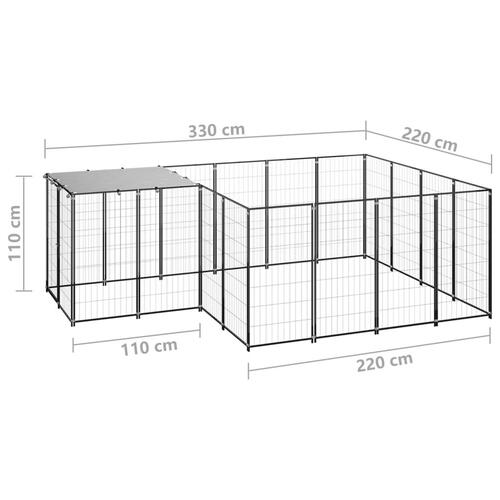 Hundeløbegård 6,05 m² stål sort