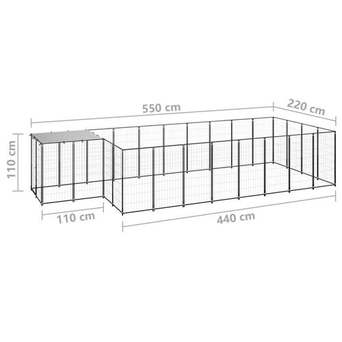 Hundeløbegård 10,89 m² stål sort