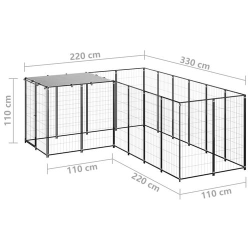 Hundeløbegård 4,84 m² stål sort