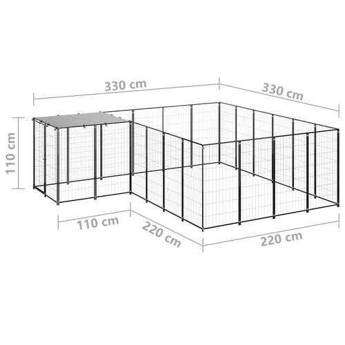 Hundeløbegård 8,47 m² stål sort