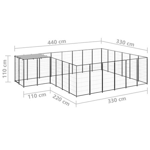 Hundeløbegård 12,1 m² stål sort