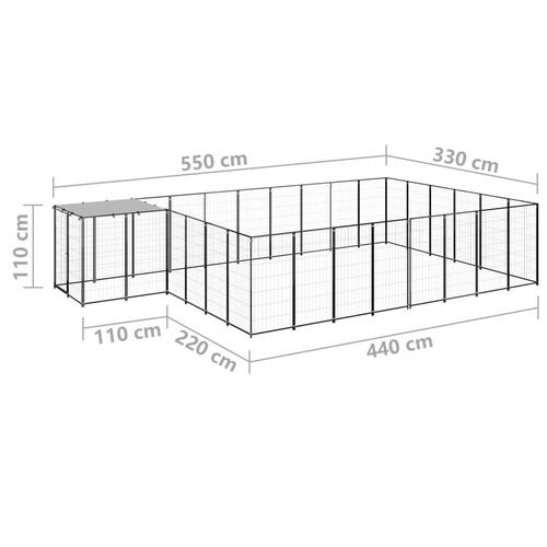 Hundeløbegård 15,73 m² stål sort
