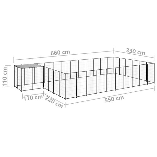 Hundeløbegård 19,36 m² stål sort