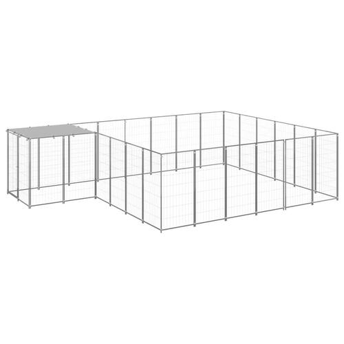 Hundeløbegård 12,1 m² stål sølvfarvet