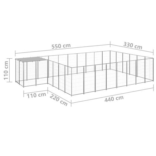 Hundeløbegård 15,73 m² stål sølvfarvet