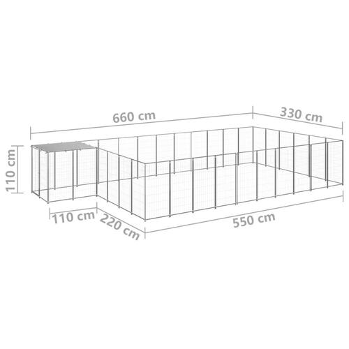Hundeløbegård 19,36 m² stål sølvfarvet