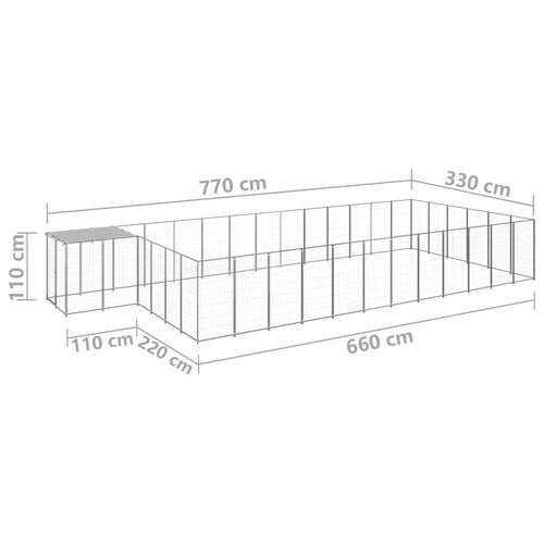 Hundeløbegård 22,99 m² stål sølvfarvet