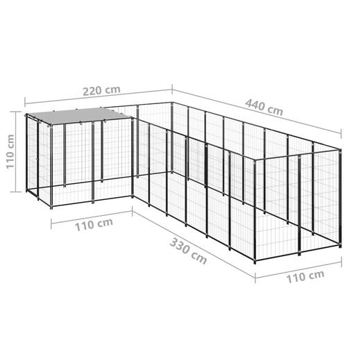 Hundeløbegård 6,05 m² stål sort