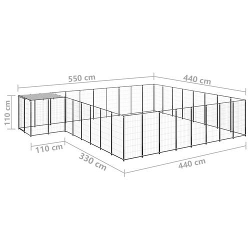 Hundeløbegård 20,57 m² stål sort