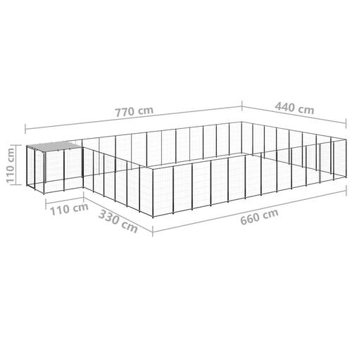 Hundeløbegård 30,25 m² stål sort