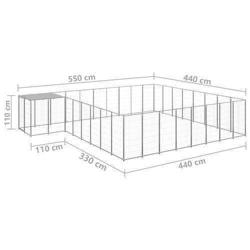 Hundeløbegård 20,57 m² stål sølvfarvet