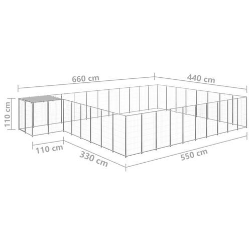 Hundeløbegård 25,41 m² stål sølvfarvet