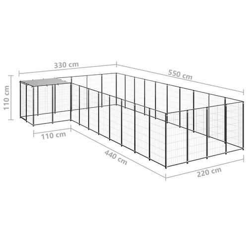 Hundeløbegård 13,31 m² stål sort