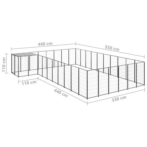 Hundeløbegård 19,36 m² stål sort