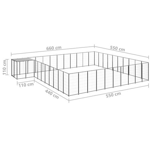 Hundeløbegård 31,46 m² stål sort