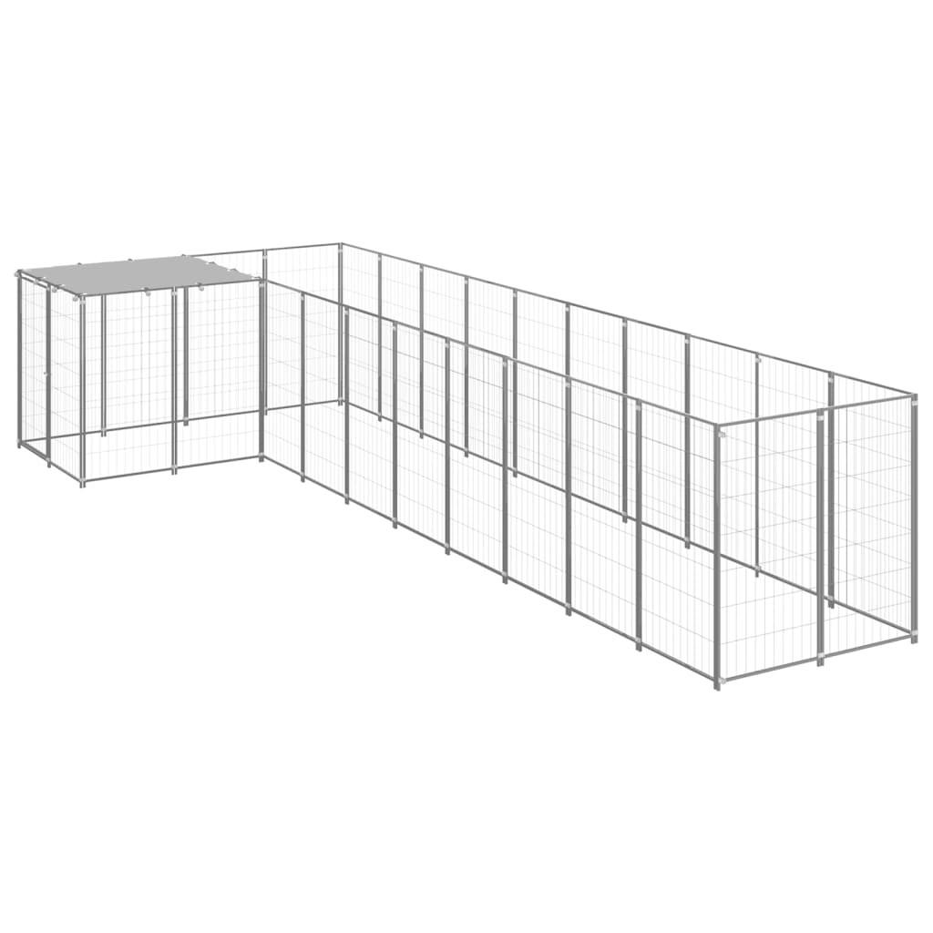 Hundeløbegård 7,26 m² stål sølvfarvet