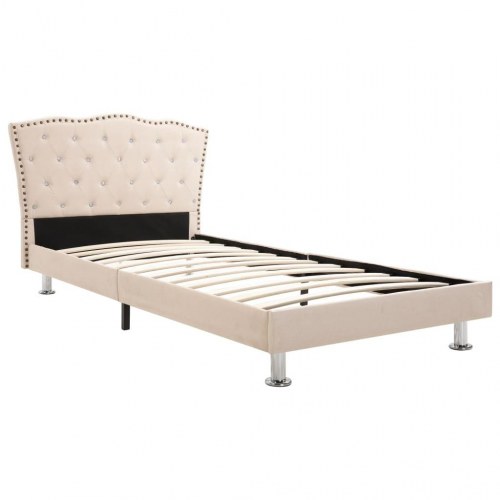 Sengestel 90x200 cm stof beige