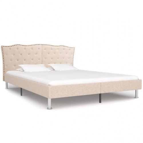 Sengestel 160x200 cm stof beige